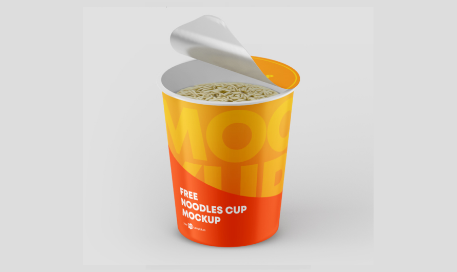 A free noodle cup packaging packshot PSD mockup template for download